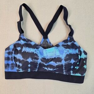 Old Navy Active Go-Dry Sports Bra Medium Blue Black Tie Dye Racerback Workout